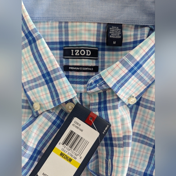 NWT Izod Blue Plaid Button Down Shirt - Picture 6 of 7